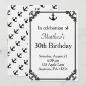 Black Boat Anchor Geburtstag Custom Einladung (Vorne/Hinten)