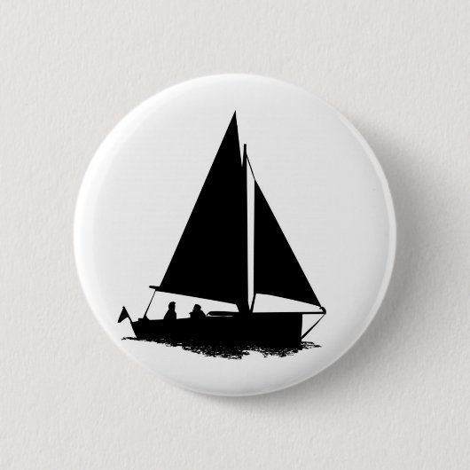 Black Boat Silhouette Button (Vorderseite)