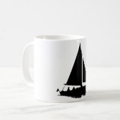 Black Boat Silhouette Kaffeetasse (Vorderseite Links)