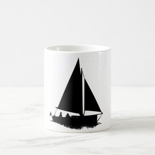 Black Boat Silhouette Kaffeetasse (Mittel)