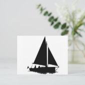 Black Boat Silhouette Postkarte (Stehend Vorderseite)