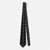 Black bohemian retro evil eye pattern krawatte (Vorderseite)