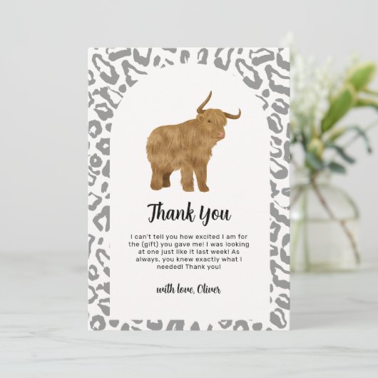 Black Boho Arch Holy Cow Western Babydusche Dankeskarte (Stehend Vorderseite)