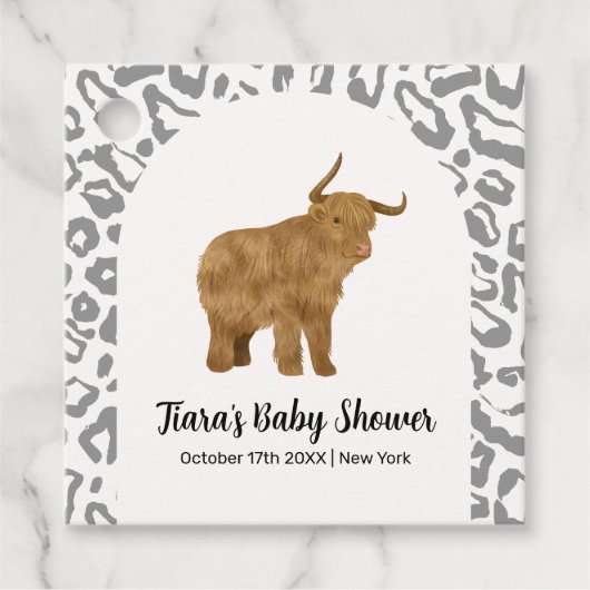 Black Boho Arch Holy Cow Western Babydusche Geschenkanhänger (Vorderseite)