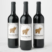 Black Boho Arch Holy Cow Western Babydusche Weinetikett (Flaschen)