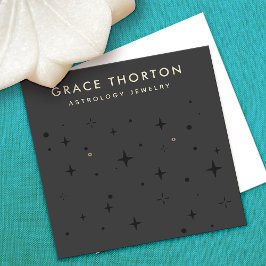 Black Boho Astrologie Stars Earring Display Quadratische Visitenkarte