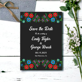Black Boho Blue Rote Rosen Romantic Floral Wedding Save The Date
