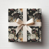 Black Boho Botanical Geschenkpapier
