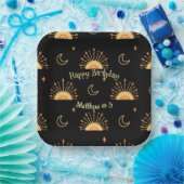 Black Boho Celestial Seamless Muster Geburtstag Pappteller (Party)