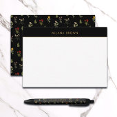 Black Boho Chic Wildblume Pattern Mitteilungskarte