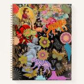 Black Boho Collage Gypsy Soul Botanical Floral Notizblock (Vorderseite)
