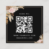 Black Boho Driving Palm Pampas Grass QR Code UAwg Begleitkarte (Rückseite)