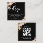 Black Boho Driving Palm Pampas Grass QR Code UAwg Begleitkarte (Vorne/Hinten)