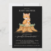 Black Boho Family Fox Mommy Babydusche Einladung (Vorderseite)