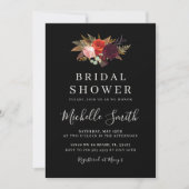 Black Boho Floral Brautparty Einladung (Vorderseite)
