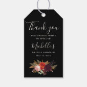 Black Boho Floral Brautparty Geschenkanhänger (Vorderseite)