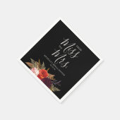 Black Boho Floral Brautparty Serviette (Ecke)