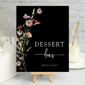 Black Boho Floral Dessert Poster