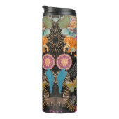Black Boho Floral Nature Pattern Botanical Thermosbecher (Nach rechts gedreht)