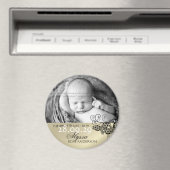 Black Boho Floral Paisley Birth Announcement Foto Magnet (In Situ (Geschirrspüler))