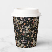 Black Boho Floral Paper Cup Pappbecher (Rückseite)