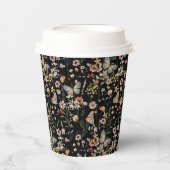 Black Boho Floral Paper Cup Pappbecher (Vorderseite)