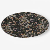 Black Boho Floral Paper Plate Pappteller (Schrägansicht)