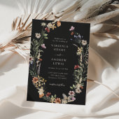 Black Boho Floral Wedding Einladung