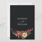 Black Boho Floral Wedding Einladung Eleganter Chic (Rückseite)