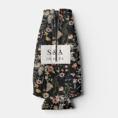 Black Boho Floral Wedding Flaschenkühler (Rückseite)
