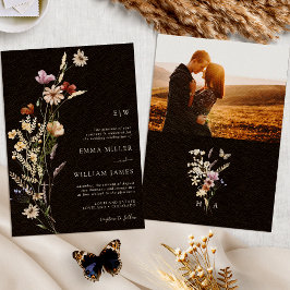 Black Boho Foto Hochzeitseinladung Einladung