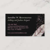 Black Boho Girly Pink Bird Feather Telefonnummerkarte (Rückseite)