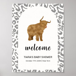 Black Boho Holy Cow Western Baby Dusche Willkommen Poster