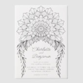 Black Boho Mandala Leafy Vine Wedding Pergament Einladungen (Vorderseite)
