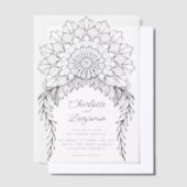 Black Boho Mandala Leafy Vine Wedding Pergament Einladungen (Versetzt)