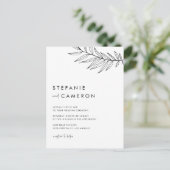 Black Boho Minimalistisch Foliage Wedding Einladungspostkarte (Stehend Vorderseite)