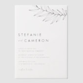 Black Boho Minimalistisch Foliage Wedding Pergament Einladungen (Vorderseite)