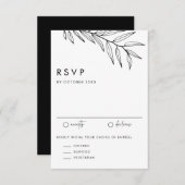 Black Boho Minimalistisch Foliage Wedding RSVP Karte (Vorne/Hinten)