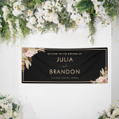 Black Boho Pampas Grass Floral Wedding Banner