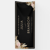 Black Boho Pampas Grass Floral Wedding Banner (Vertikal)
