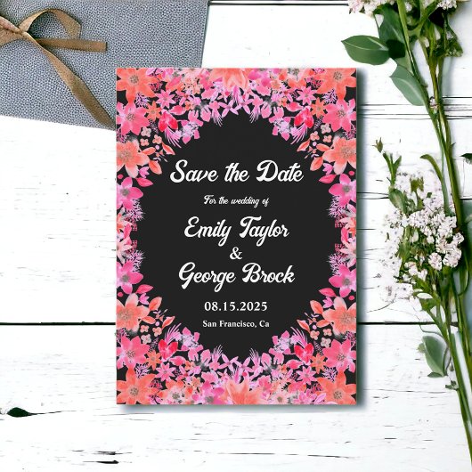 Black Boho Romantic Blume Land Blumenhochzeit Save The Date