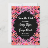 Black Boho Romantic Blume Land Blumenhochzeit Save The Date (Vorderseite)