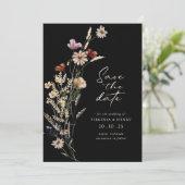 Black Boho Save the Date Flat Card (Stehend Vorderseite)