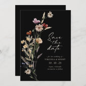 Black Boho Save the Date Flat Card (Vorne/Hinten)