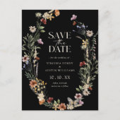 Black Boho Save the Date Postcard Postkarte (Vorderseite)