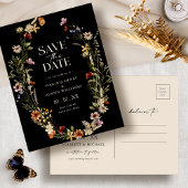Black Boho Save the Date Postcard Postkarte