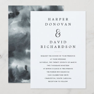 Black Boho Watercolor Einladung zur Hochzeit