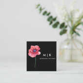 Black Boho Watercolor Wildblume Blumendesigner Quadratische Visitenkarte (Stehend Vorderseite)