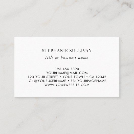 Black Boho Watercolor-Wildblume Visitenkarte (Rückseite)