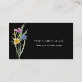 Black Boho Watercolor-Wildblume Visitenkarte (Vorderseite)